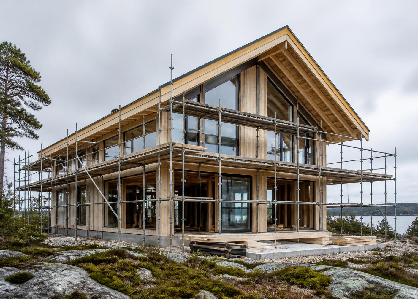 Nybyggt hus under uppförande