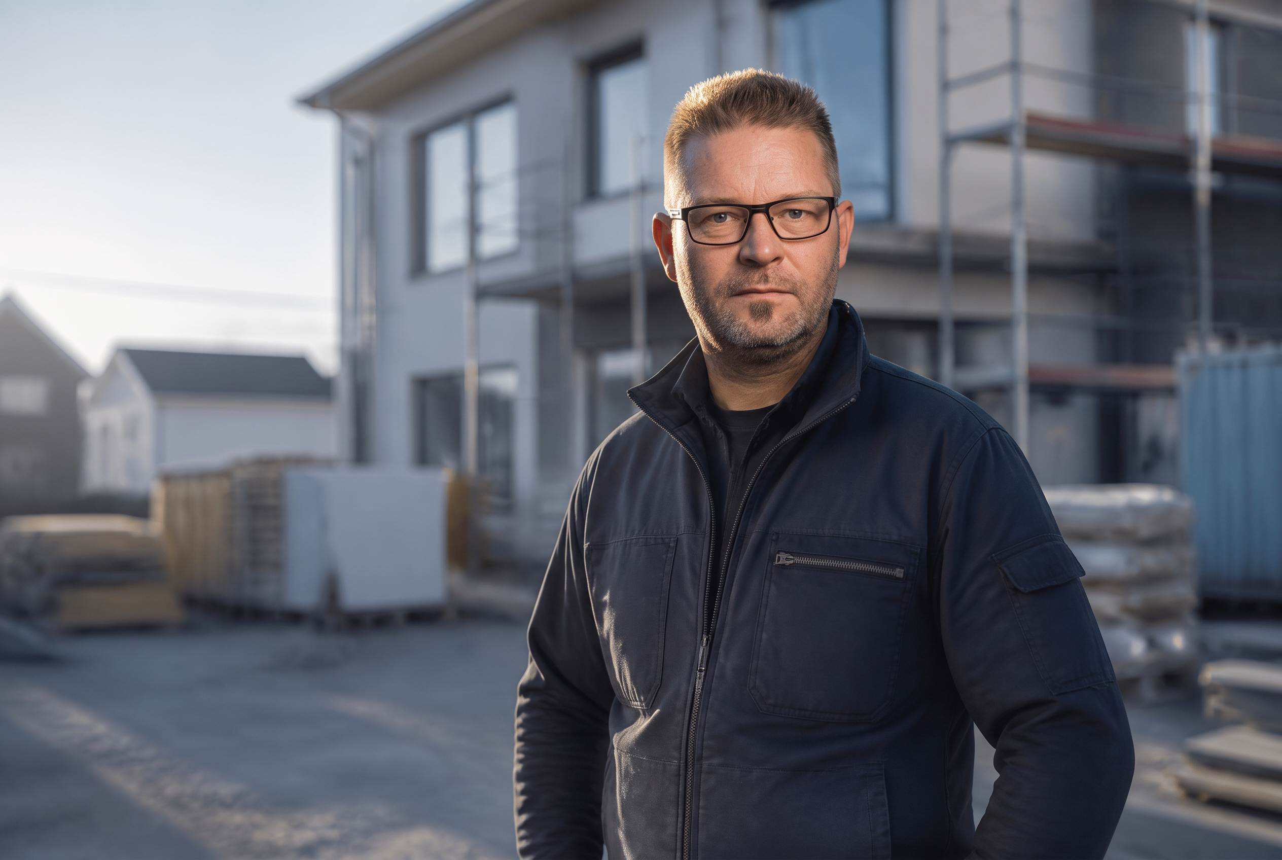 Peter Andersson på ett byggprojekt i Gustavsberg